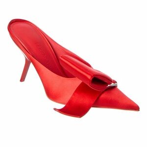 Salvatore Ferragamo Red Satin Bow Shoes in Flame Red